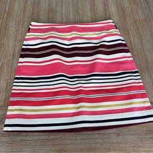 LOFT skirt, mini a-line stripe skirt, navy / coral / white stripe, 2p